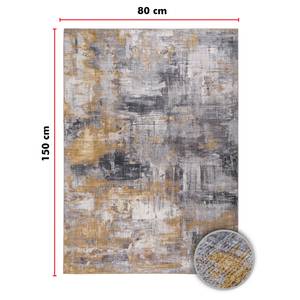 Kurzflorteppich Prima I Polyester - Grau / Gelb - 80 x 150 cm