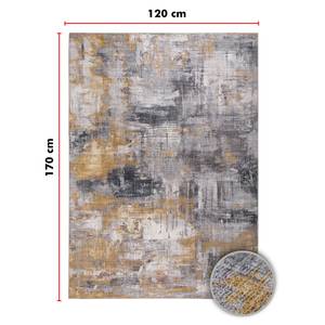 Laagpolig vloerkleed Prima I polyester - Grijs/geel - 120 x 170 cm