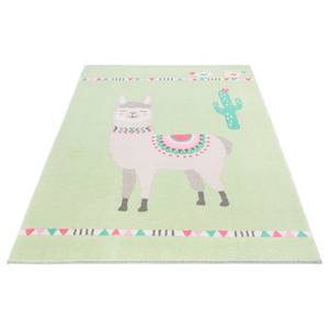 Kindervloerkleed Lama Lulu I polyester - Lichtgroen - 120 x 170 cm