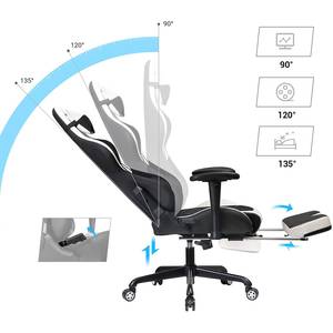 Gaming Chair Soupex Kunstleder / Stahl - Schwarz / Weiß