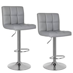 Chaises de bar Marcon (lot de 2) Imitation cuir / Fer - Gris / Chrome