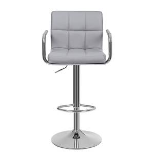 Chaises de bar Hillion (lot de 2) Imitation cuir / Fer - Gris / Chrome