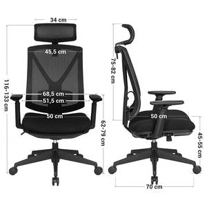 Chaise de bureau Galey Tissu / Acier - Noir