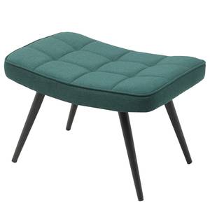 Fauteuil Bixby geweven stof - petrolblauw - Met hocker - Geweven stof