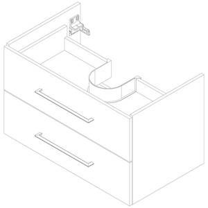 Meuble avec vasque Perfekt Imitation chêne foncé - Largeur : 82 cm