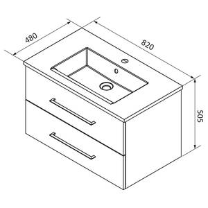 Meuble avec vasque Perfekt Imitation chêne foncé - Largeur : 82 cm