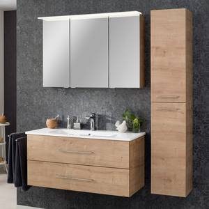 Spiegelkast Perfekt inclusief verlichting - Knoestige eikenhouten look - Breedte: 100 cm