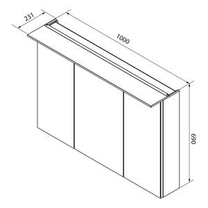 Armoire de toilette Perfekt Avec éclairage - Imitation chêne noueux - Largeur : 100 cm