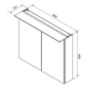 Spiegelschrank Perfekt Inklusive Beleuchtung - Asteiche Dekor - Breite: 80 cm