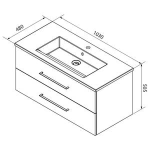 Meuble avec vasque Perfekt Imitation chêne foncé - Largeur : 103 cm