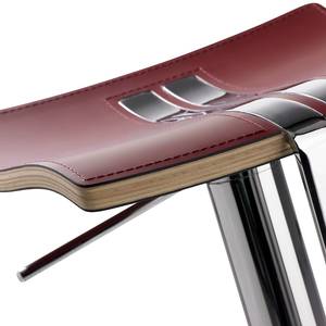 Barhocker myWAVE II Leder / Chrom - Rot