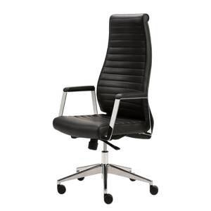 Fauteuil de bureau myDELUXE l Cuir / Aluminium - Noir