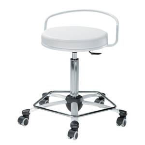 Tabouret pivotant myVITO lII Imitation cuir / Acier - Blanc / Argenté