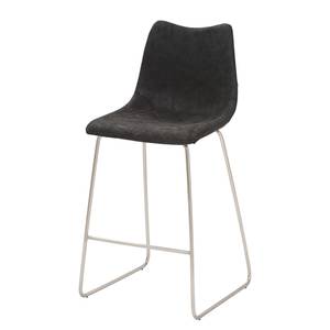Chaise de bar mySOLO I Imitation cuir / Acier - Noir - Argenté