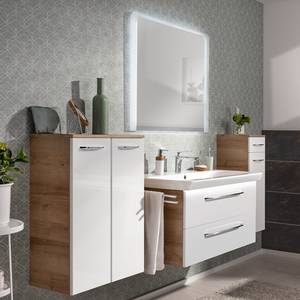 Lage kast Milano II Hoogglans wit/Knoestige eikenhouten look