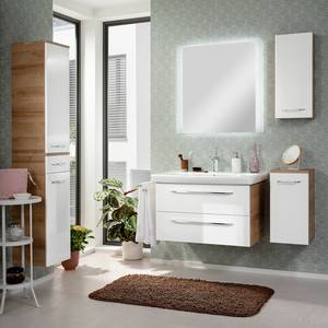 Colonne de salle de bain Milano I Blanc brillant / Imitation chêne noueux