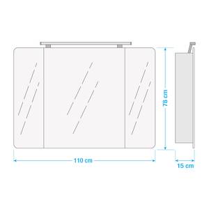 Spiegelschrank Milano Inklusive Beleuchtung - Weiß - Breite: 110 cm