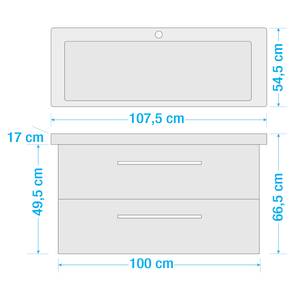 Meuble avec vasque Milano II Blanc brillant / Blanc - Largeur : 108 cm