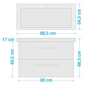 Meuble avec vasque Milano II Blanc brillant / Blanc - Largeur : 89 cm