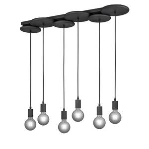 Hanglamp Discus aluminium - 6 lichtbronnen - Zwart