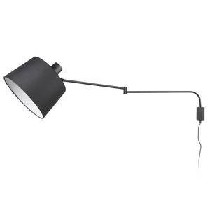 Wandlamp Baldo geweven stof/aluminium - 1 lichtbron - Zwart