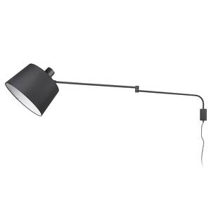 Wandlamp Baldo geweven stof/aluminium - 1 lichtbron - Zwart