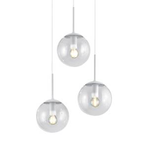 Hanglamp Balini I glas/aluminium - 3 lichtbronnen - Wit