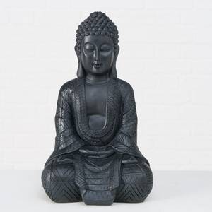 Buddha Jarven I Kunstharz - Schwarz - 13 x 29 cm