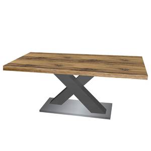 Table Macey (Extensible) - Imitation chêne parqueté - Largeur : 160 cm - Anthracite