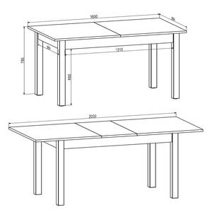 Table extensible Combree Imitation pin blanc / Imitation chêne ancien