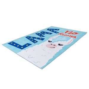 Kindervloerkleed My Torino Drama Lama II chenille - blauw - 80 x 120 cm