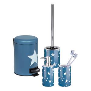 Bad-Accessoire-Set Stella (4-teilig) Keramik / Stahl - Blau