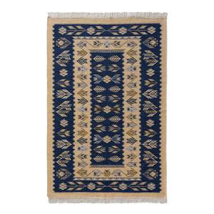Tapis réversible Tulum 9920 Coton / Polyester - Beige / Bleu foncé - 70 x 140 cm
