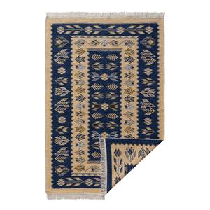 Wendeteppich Tulum 9920 Baumwolle / Polyester - Beige / Dunkelblau - 120 x 170 cm