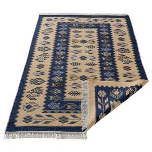 Tapis réversible Tulum 9920 Coton / Polyester - Beige / Bleu foncé - 120 x 170 cm