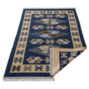 Wendeteppich Tulum 9910 Baumwolle / Polyester - Beige / Dunkelblau - 120 x 170 cm