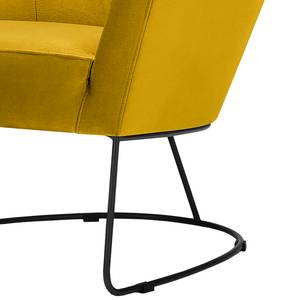 Fauteuil Grape Velours - Velours Houki: Jaune moutarde - Noir