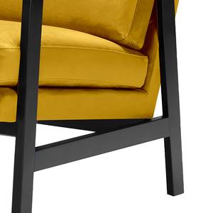 Fauteuil Pepper Velours - Velours Houki: Jaune moutarde - Noir