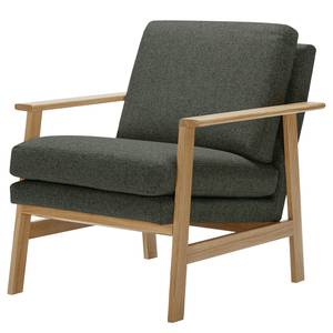 Fauteuil Pepper Tissage à plat - Tissu Shina: Gris - Chêne clair