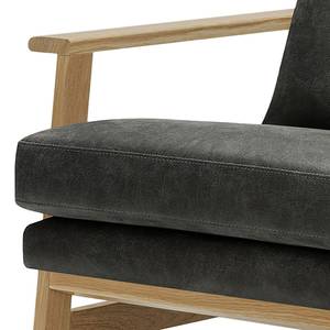 Fauteuil Pepper Imitation cuir - Microfibre Hila: Anthracite - Chêne clair