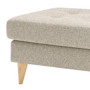 Gestoffeerde hocker Powder Vlakweefsel - Platweefsel Shina: Beige - Lichte eikenhouten