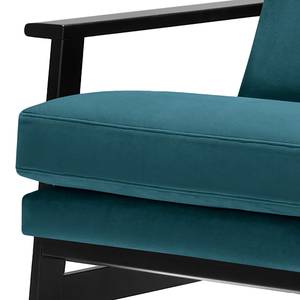 Fauteuil Pepper fluweel - Velours Houki: Petrolkleurig - Zwart