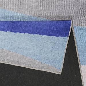 Kurzflorteppich Curves Polyester - Blau / Beige - 80 x 150 cm