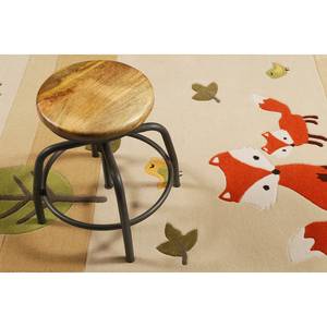 Tapis enfant Renard dans la forêt Polyester - Beige - 120 x 170 cm