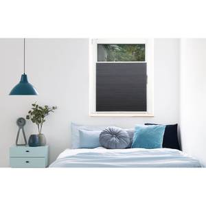 Store plissé sans perçage Save Polyester / Aluminium - Gris foncé - 75 x 130 cm