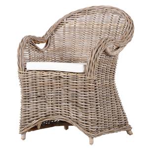 Esszimmersessel Lozon Rattan / Webstoff - Kubu Grey / Creme