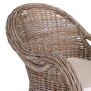 Esszimmersessel Lozon Rattan / Webstoff - Kubu Grey / Creme