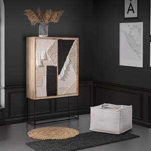 Highboard Soyans Mango teilmassiv / Metall - Beige / Schwarz