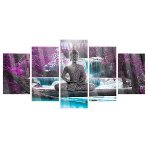 Afbeelding Waterfall and Buddha acrylglas - bruin - 100 x 50 cm
