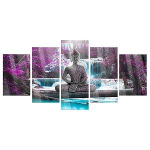 Acrylglasbild Waterfall and Buddha Acrylglas - Braun - 200 x 100 cm